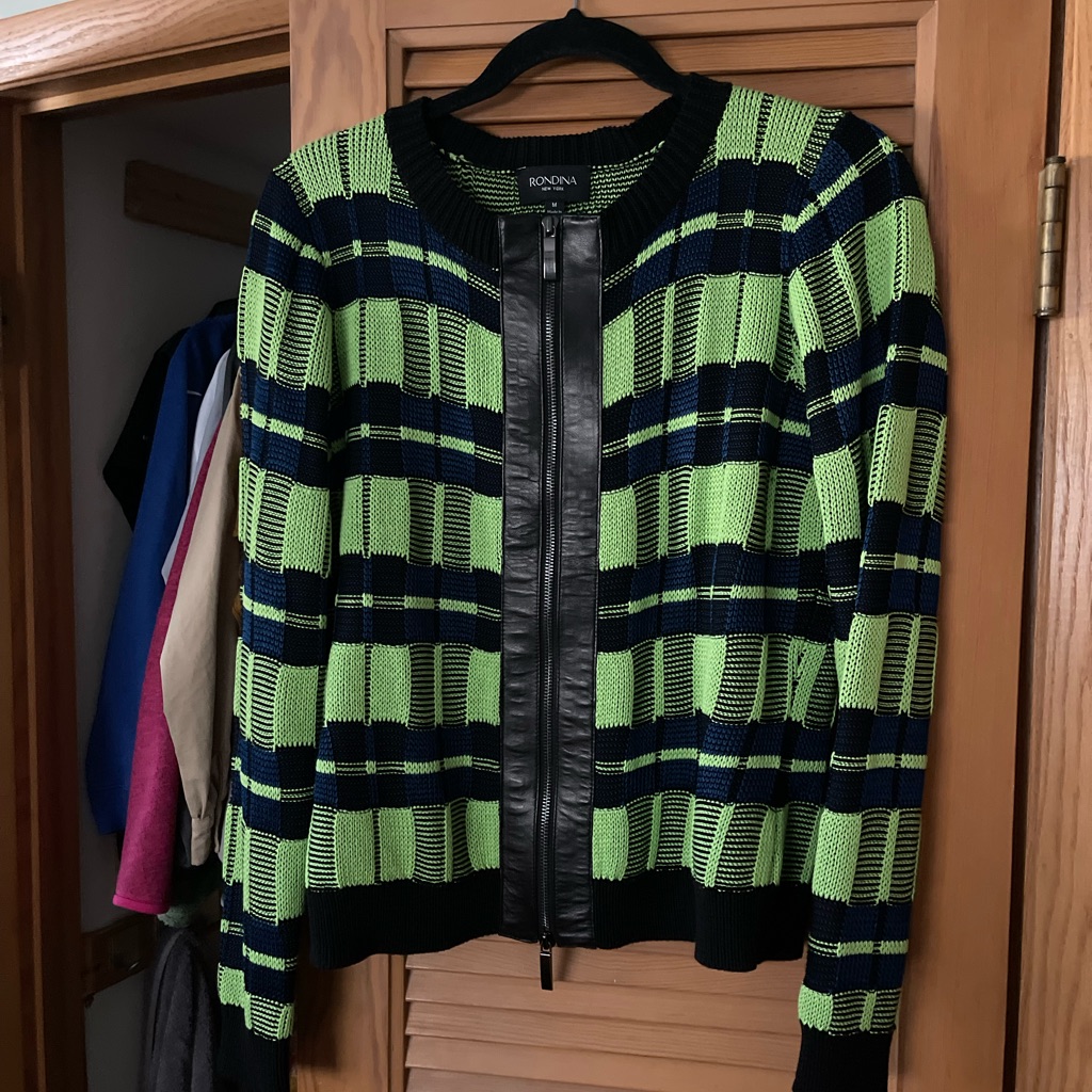 Boden Green And Navy Checkered Bomber Jacket